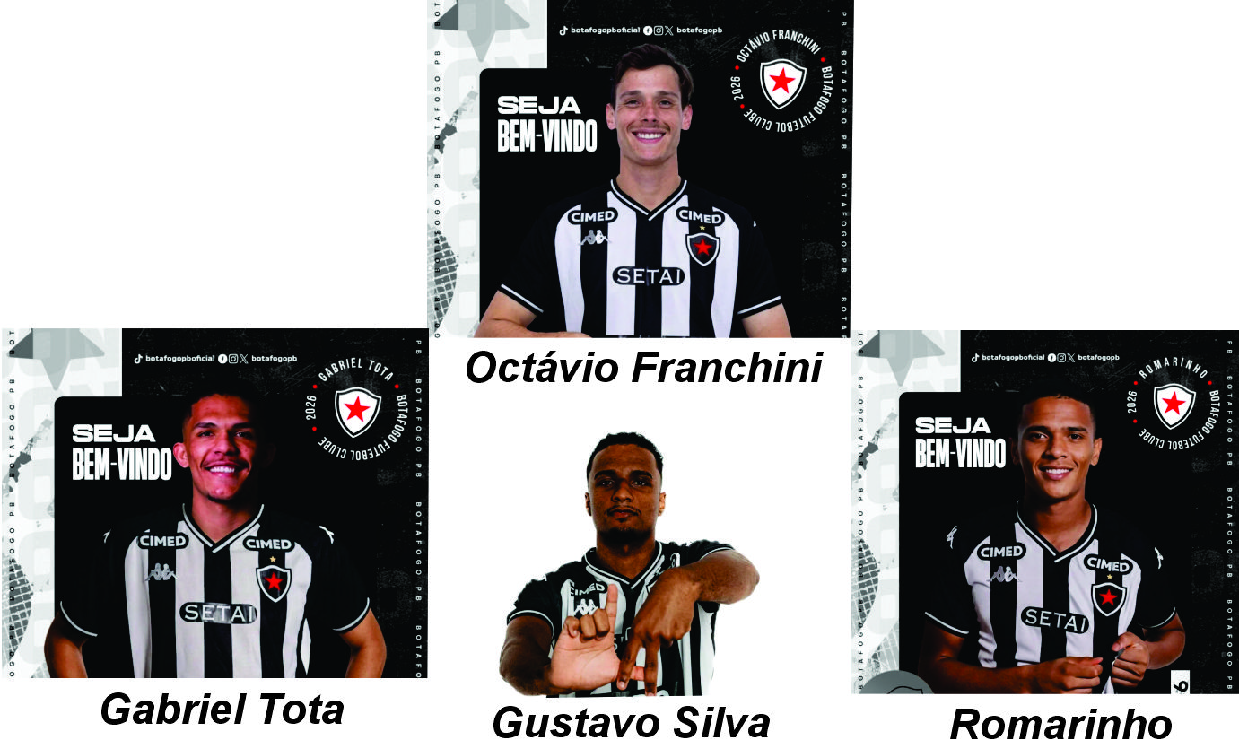 A diretoria da SAF do Botafogo-PB confirmou neste sabado (28) a contratação de quatro jogadores para o restante da temporada
