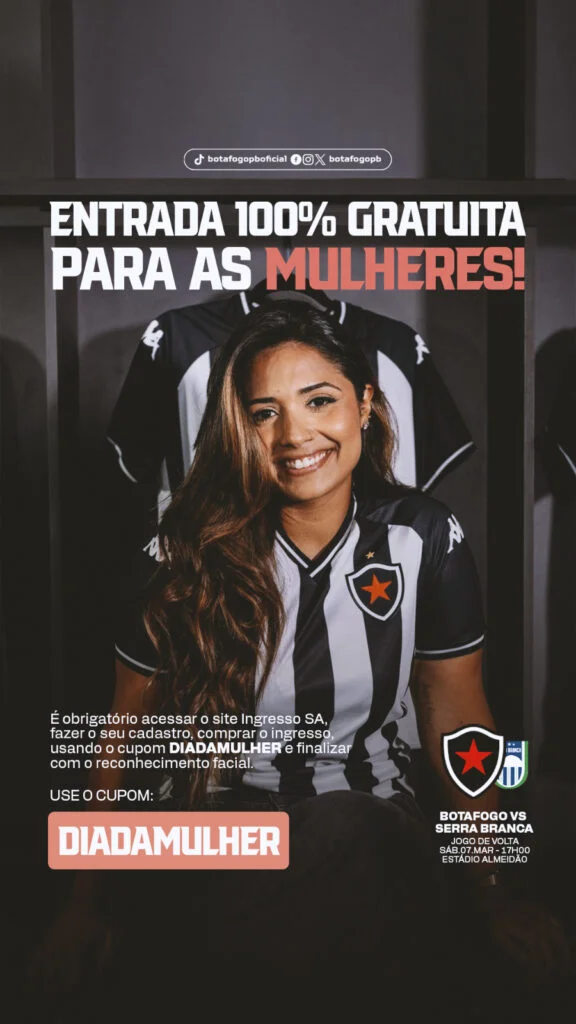 Botafogo-PB promove ação especial e garante entrada gratuita para mulheres no Almeidão