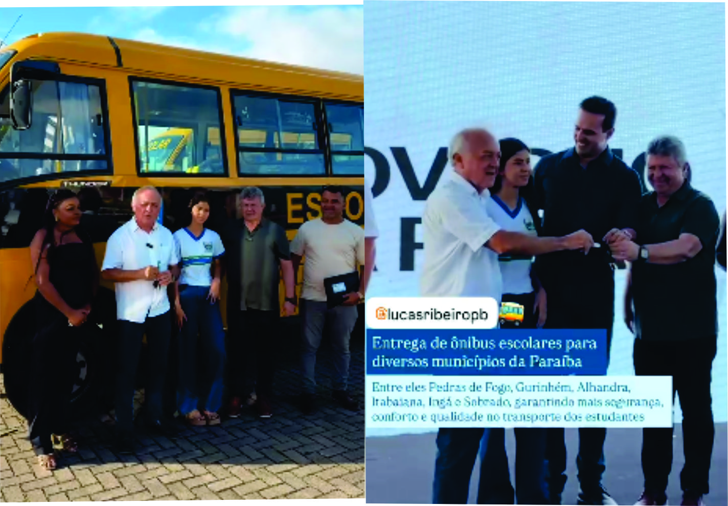 Deputado Branco Mendes esteve ao lado do Governador Lucas Ribeiro na entrega de ônibus escolar em cidades do estado
