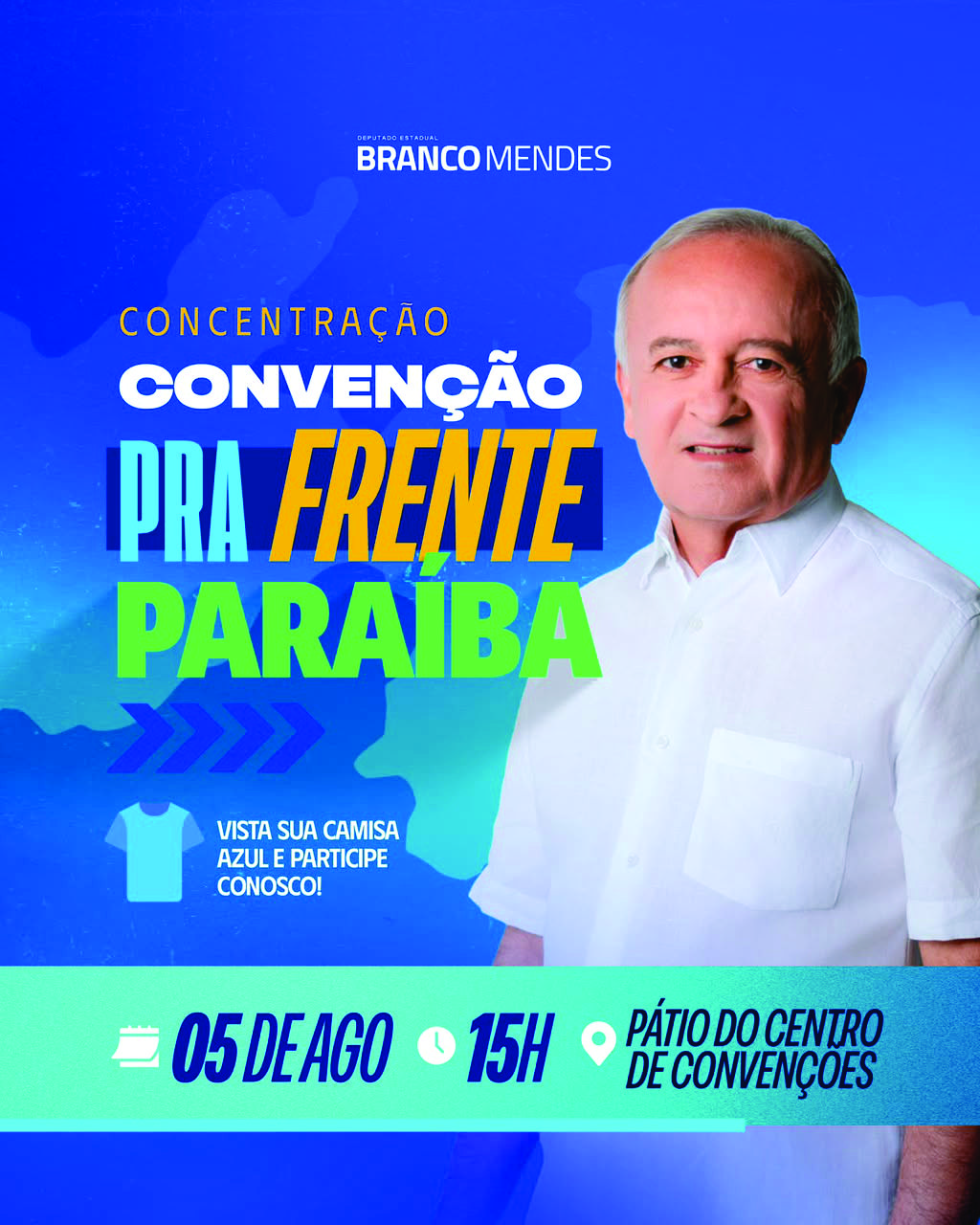 Branco Mendes convoca militância para convenção que oficializa o bloco Republicanos, PP e PSB, no Centro de Convenções: “grande evento”