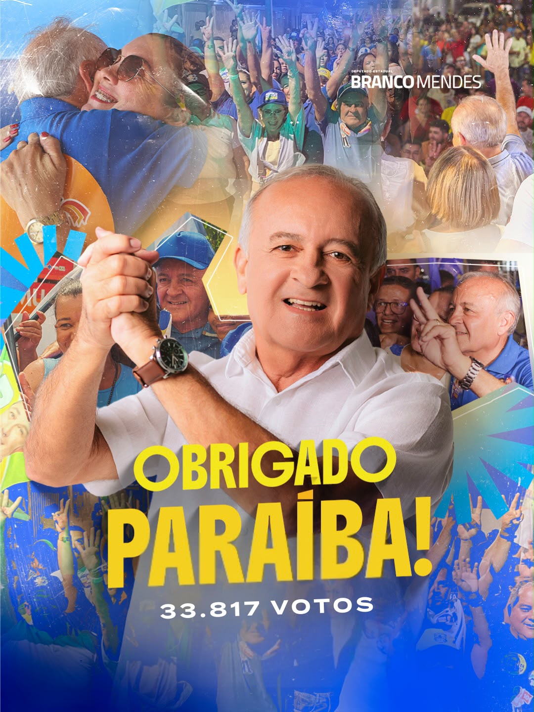 Deputado Branco Mendes agradece ao povo paraibano por sua reeleição à ALPB