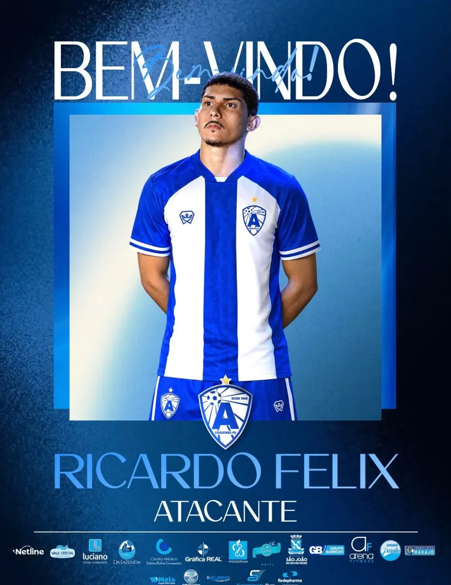 Atlético de Cajazeiras anuncia atacante Ricardo Felix para Copa Paraíba